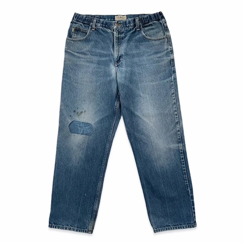 Vintage LL Bean Comfort Waist Jeans Size 35 X 30 Distressed